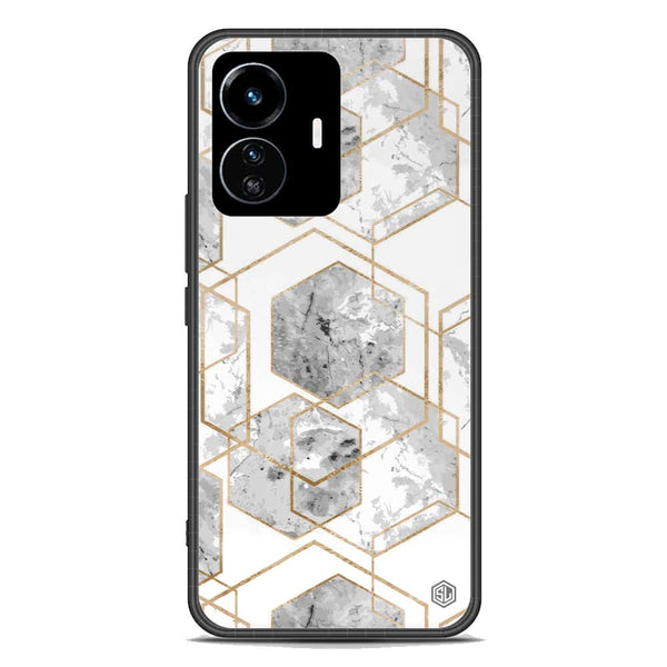 Stylish Marble Series Soft Phone Case - Premium Glass Case - Design 2 - Vivo Y77 5G