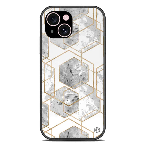 Stylish Marble Series Soft Phone Case - Premium Glass Case - Design 2 - iPhone 15