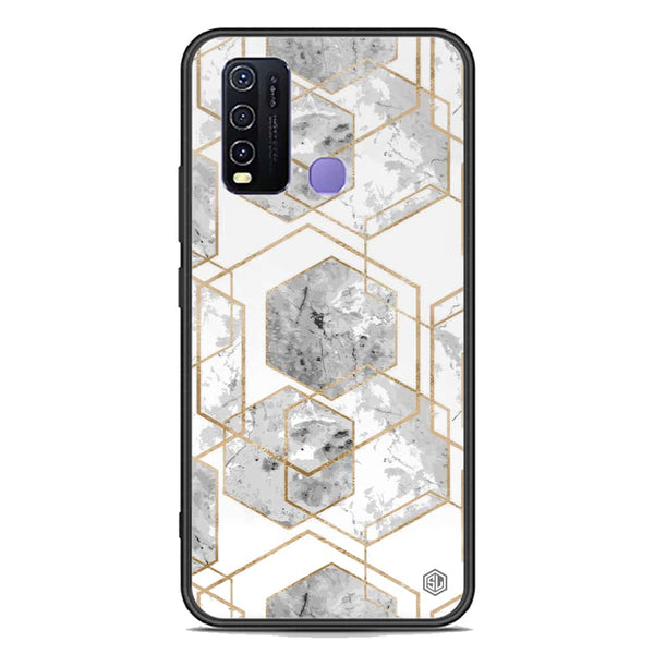 Stylish Marble Series Soft Phone Case - Premium Glass Case - Design 2 - Vivo Y50