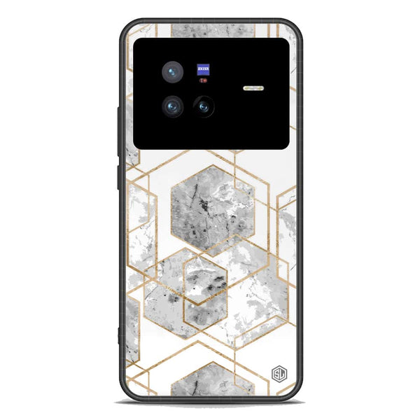 Stylish Marble Series Soft Phone Case - Premium Glass Case - Design 2 - Vivo X80