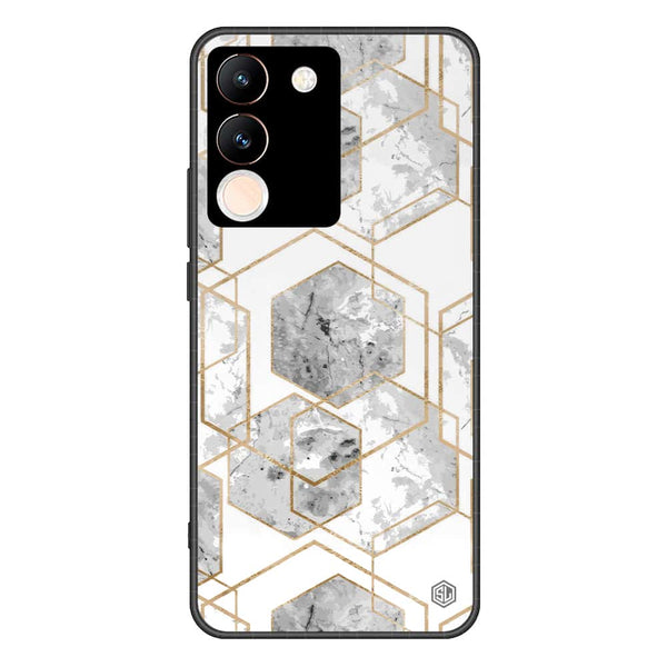 Stylish Marble Series Soft Phone Case - Premium Glass Case - Design 2 - Vivo V29e