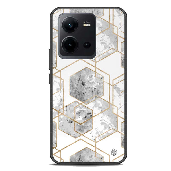 Stylish Marble Series Soft Phone Case - Premium Glass Case - Design 2 - Vivo V25e