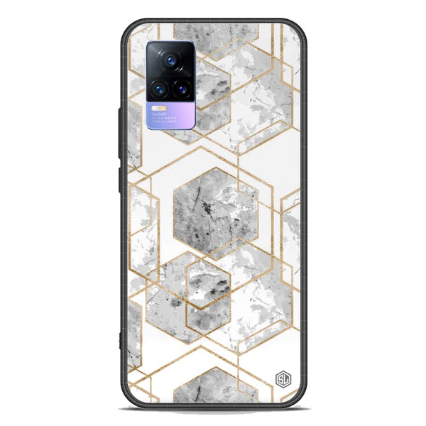 Stylish Marble Series Soft Phone Case - Premium Glass Case - Design 2 - Vivo V21e