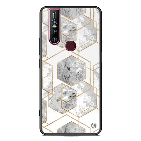 Stylish Marble Series Soft Phone Case - Premium Glass Case - Design 2 - Vivo V15