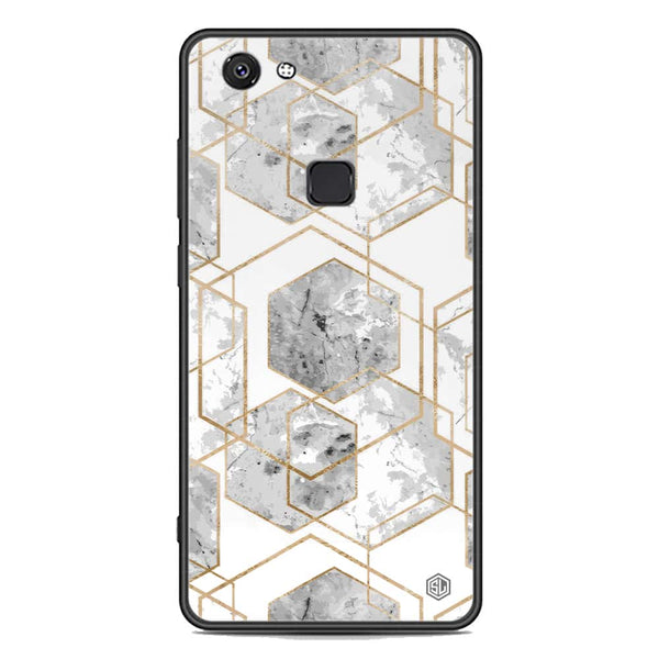 Stylish Marble Series Soft Phone Case - Premium Glass Case - Design 2 - Vivo V7