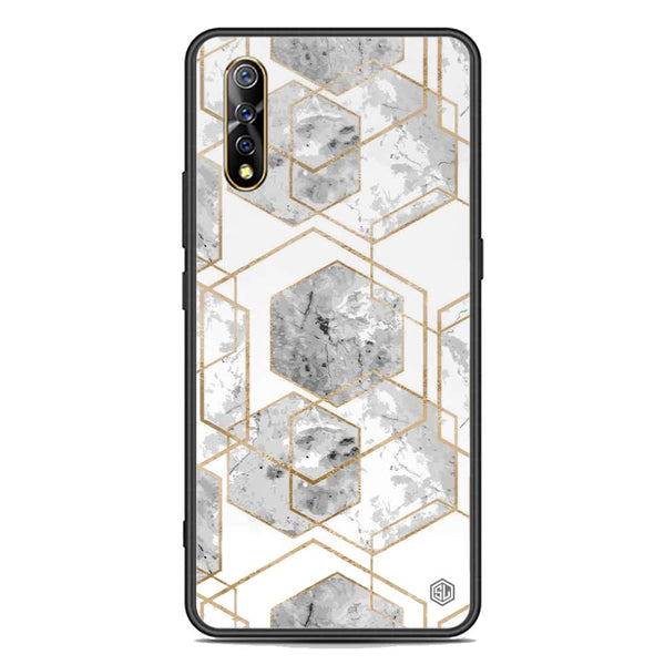Stylish Marble Series Soft Phone Case - Premium Glass Case - Design 2 - Vivo S1