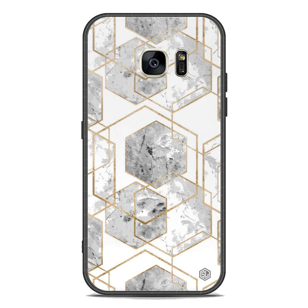 Stylish Marble Series Soft Phone Case - Premium Glass Case - Design 2 - Samsung Galaxy S7