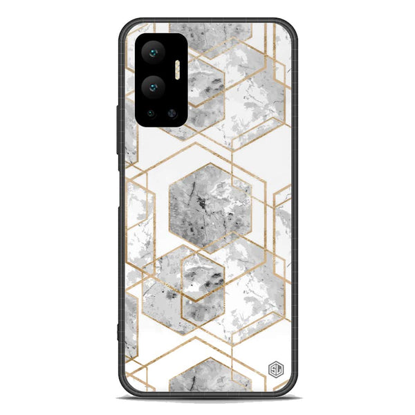 Stylish Marble Series Soft Phone Case - Premium Glass Case - Design 2 - Infinix Hot 12