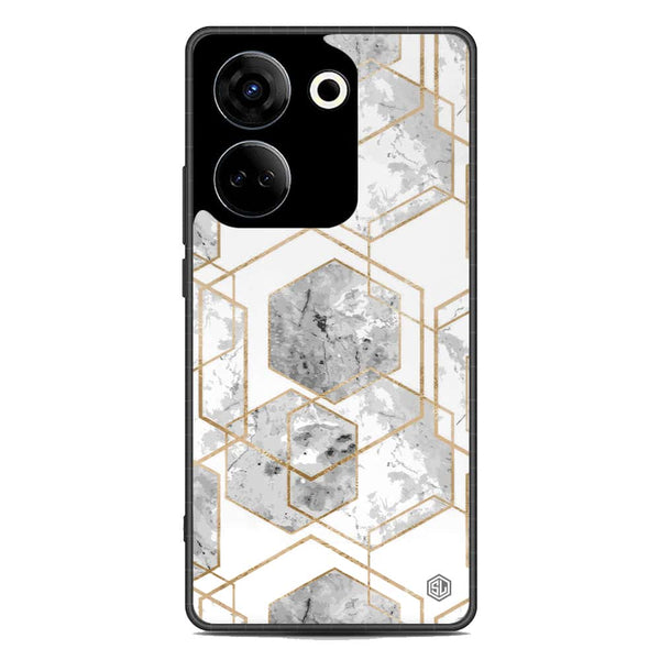Stylish Marble Series Soft Phone Case - Metal Case - Design 2 - Tecno Camon 20 Pro