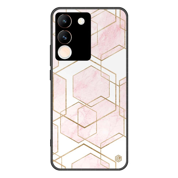 Stylish Marble Series Soft Phone Case - Premium Glass Case - Design 3 - Vivo V29e