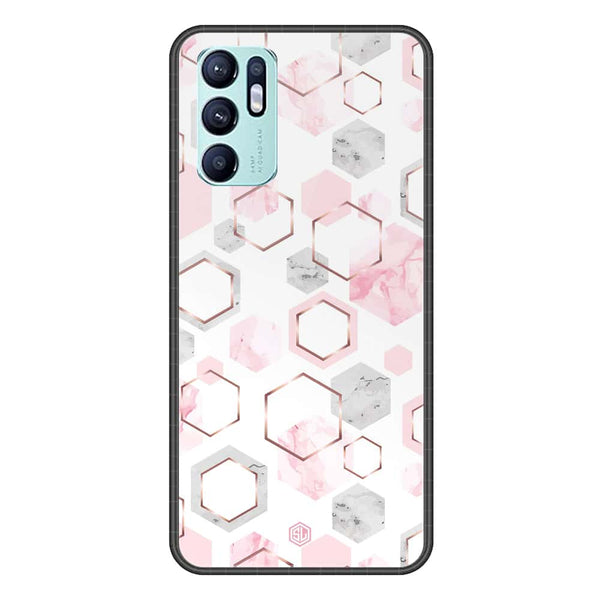 Stylish Marble Series Soft Phone Case - Premium Glass Case - Design 4 - Oppo Reno 6