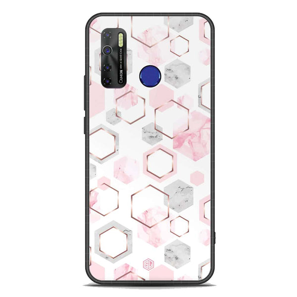 Stylish Marble Series Soft Phone Case - Premium Glass Case - Design 4 - Tecno Camon 15