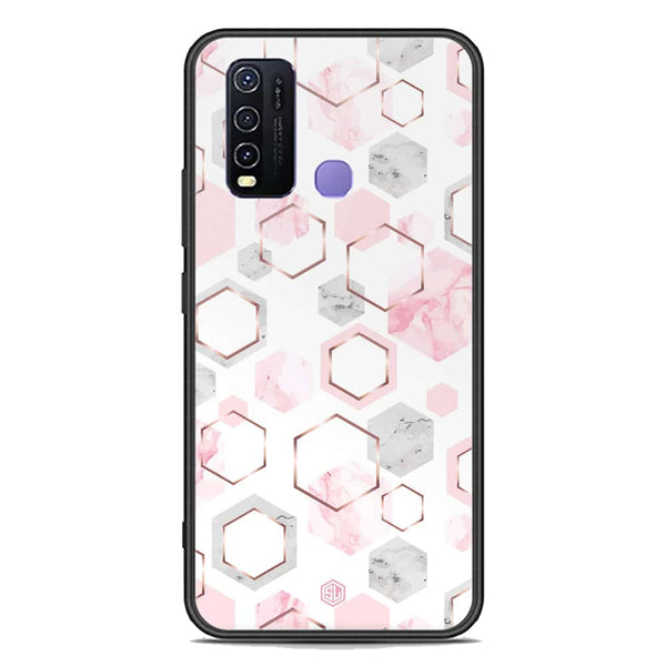 Stylish Marble Series Soft Phone Case - Premium Glass Case - Design 4 - Vivo Y50
