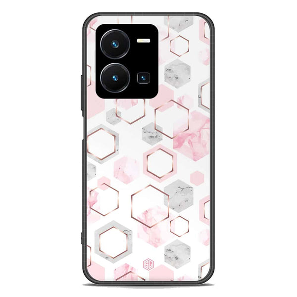 Stylish Marble Series Soft Phone Case - Premium Glass Case - Design 4 - Vivo Y35