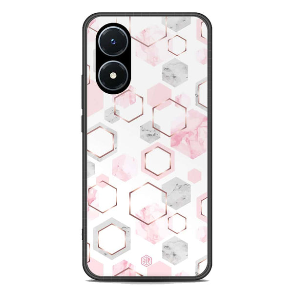 Stylish Marble Series Soft Phone Case - Premium Glass Case - Design 4 - Vivo Y02s