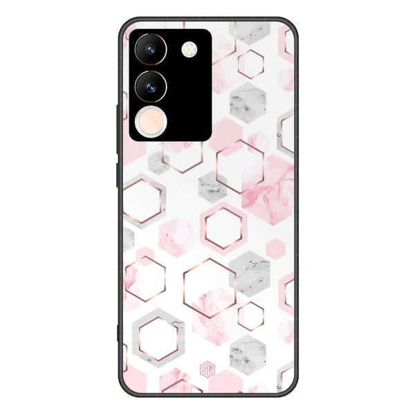 Stylish Marble Series Soft Phone Case - Premium Glass Case - Design 4 - Vivo V29e
