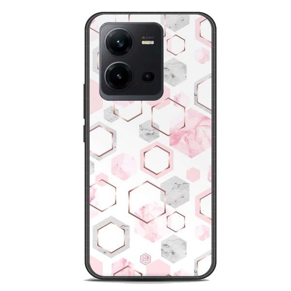 Stylish Marble Series Soft Phone Case - Premium Glass Case - Design 4 - Vivo V25e