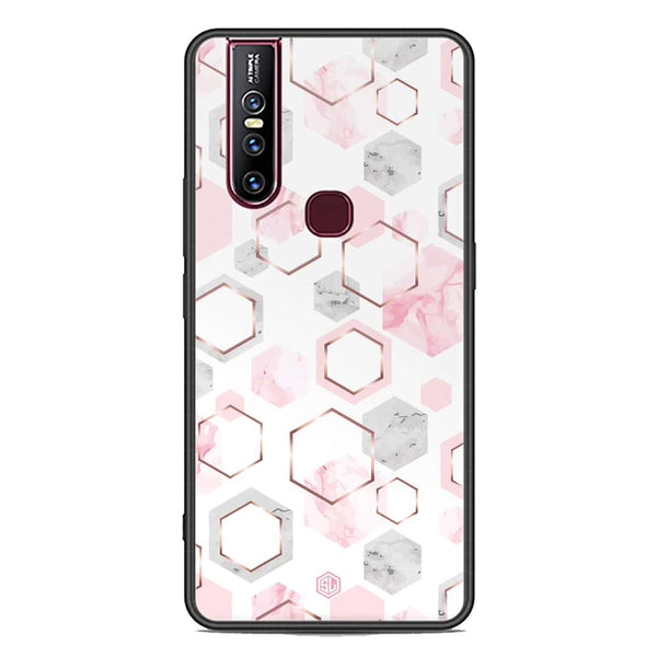 Stylish Marble Series Soft Phone Case - Premium Glass Case - Design 4 - Vivo V15