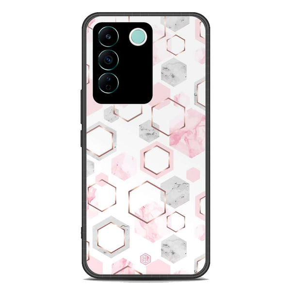 Stylish Marble Series Soft Phone Case - Premium Glass Case - Design 4 - Vivo S16e