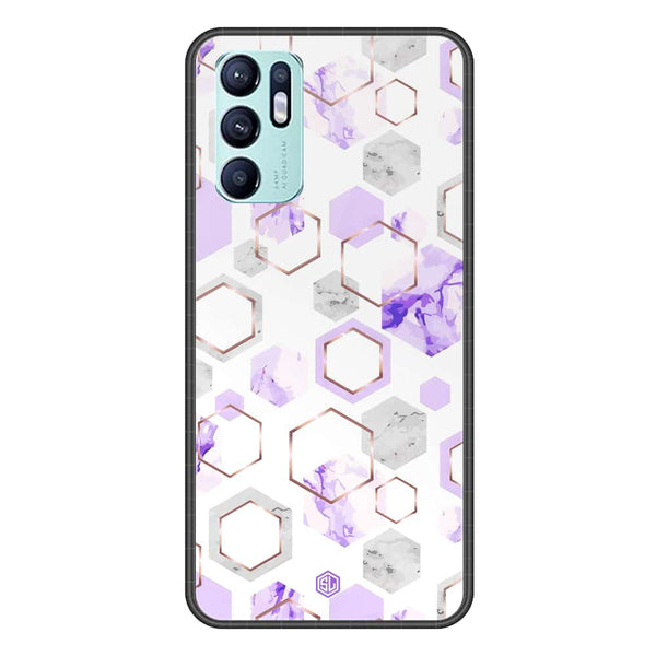 Stylish Marble Series Soft Phone Case - Premium Glass Case - Design 5 - Oppo Reno 6