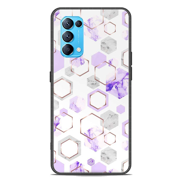 Stylish Marble Series Soft Phone Case - Premium Glass Case - Design 5 - Oppo Reno 5 4G