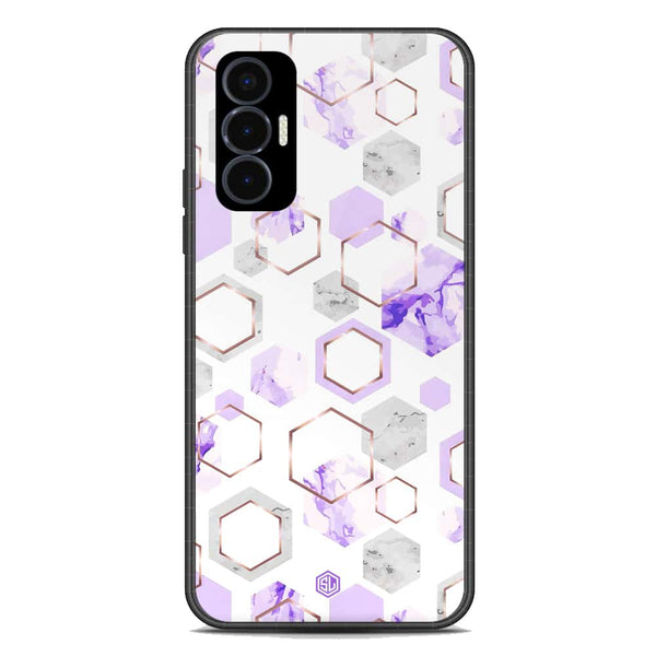 Stylish Marble Series Soft Phone Case - Premium Glass Case - Design 5 - Tecno Pova 3