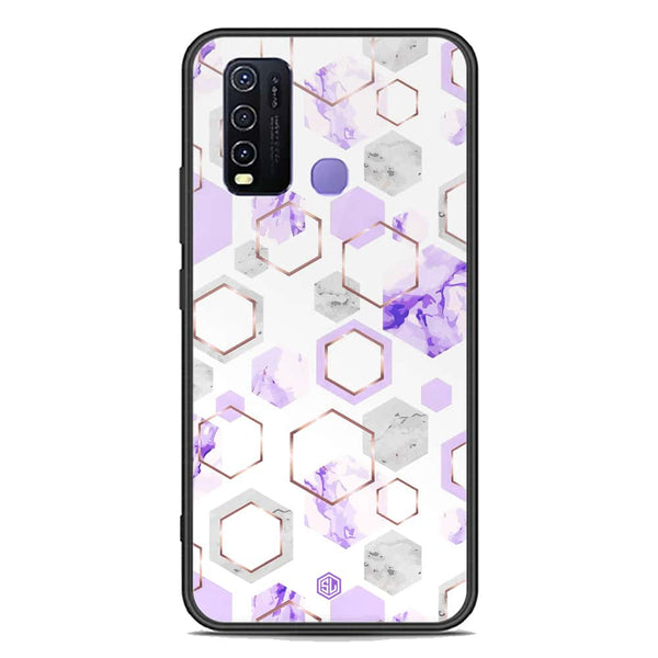 Stylish Marble Series Soft Phone Case - Premium Glass Case - Design 5 - Vivo Y50