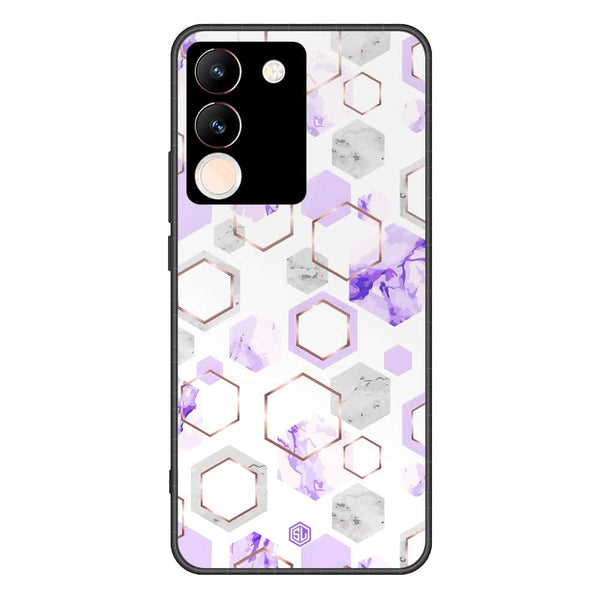 Stylish Marble Series Soft Phone Case - Premium Glass Case - Design 5 - Vivo V29e