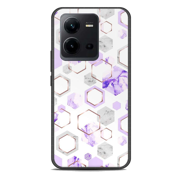 Stylish Marble Series Soft Phone Case - Premium Glass Case - Design 5 - Vivo V25e