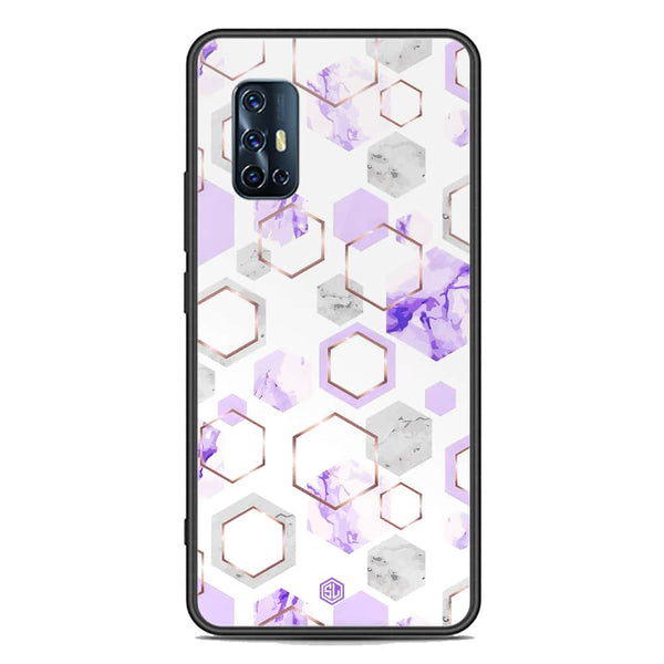 Stylish Marble Series Soft Phone Case - Premium Glass Case - Design 5 - Vivo V17