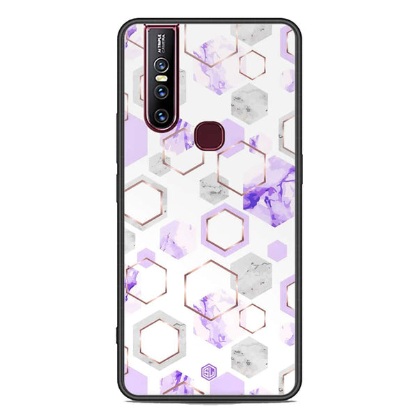 Stylish Marble Series Soft Phone Case - Premium Glass Case - Design 5 - Vivo V15