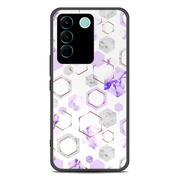 Stylish Marble Series Soft Phone Case - Premium Glass Case - Design 5 - Vivo S16e