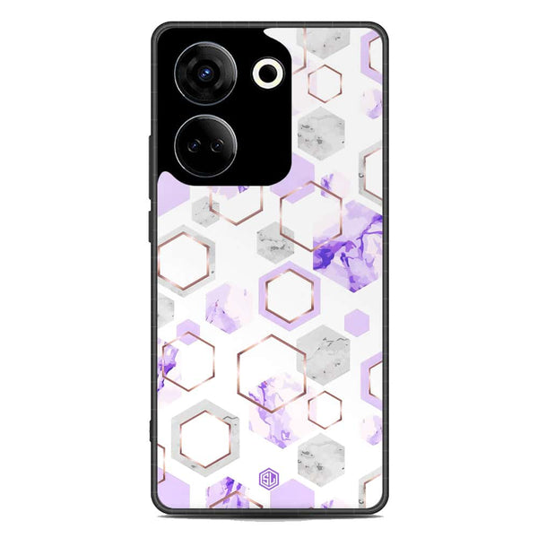 Stylish Marble Series Soft Phone Case - Metal Case - Design 5 - Tecno Camon 20 Pro